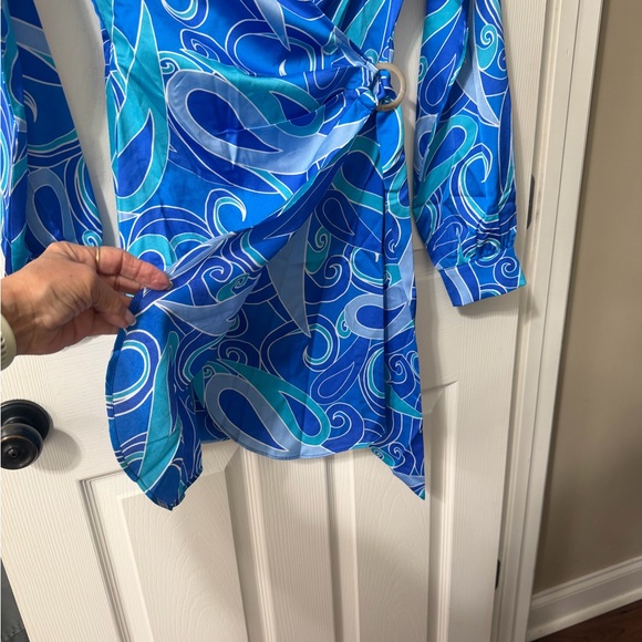 Papermoon Blue & Aqua Swirl Dress with Side Ring Accent - Picture 6 of 10